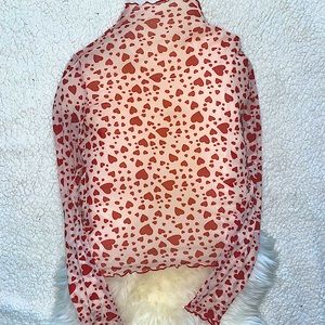 Forever 21 MEDIUM, sheer heart print, long sleeve